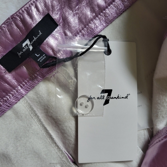 NWT 7 For All Mankind Women's Faux Leather Liquid Foil  Metallic Pants Size L - Picture 14 of 16